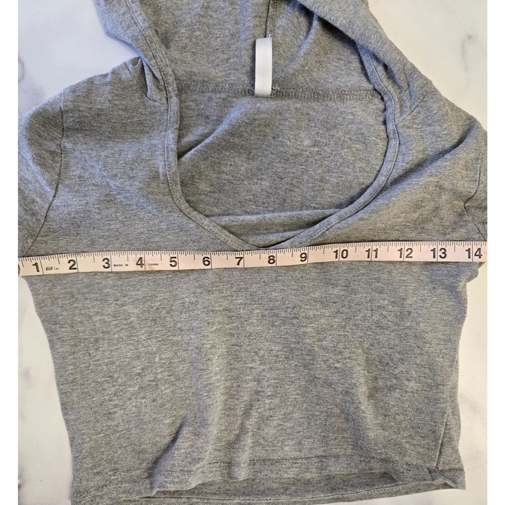Vintage 90s Cherry Mellow Womens Cropped Hoodie Small Gray Pullover Sexy Top USA - Picture 6 of 7